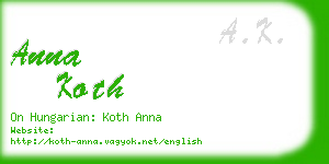 anna koth business card
